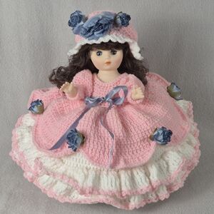 Handmade Crochet Bed Doll – Pink & White – Vintage Style “Twinkle Star” – New